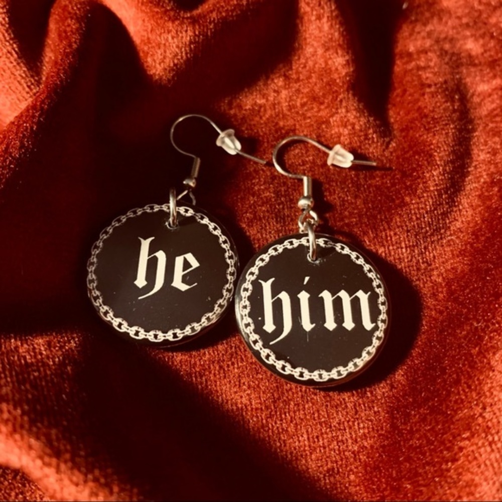 He Him Pronoun Earrings
